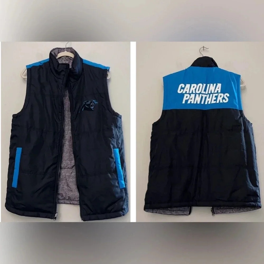 (sold)Carolina Panthers reversible vest football sports fall winter NFL
